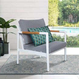 Outdoor Patio Aluminum Chair; Furniture Single Armchair with Cushions for Restaurant Courtyard or Garden; Gray