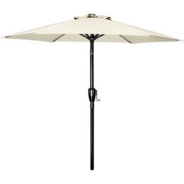 Simple Deluxe 7.5' Patio Outdoor Table Market Yard Umbrella with Push Button Tilt/Crank; 6 Sturdy Ribs for Garden; Deck; Backyard; Pool; 7.5ft; Beige