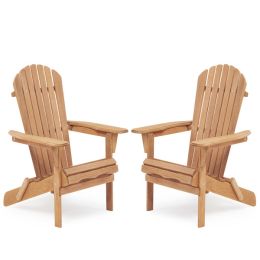 Wooden Outdoor Folding Chair Set of 2 Wood Lounge Patio Chair for Garden; Garden; Lawn; Backyard; Deck; Pool Side; Fire Pit; Half Assembled;